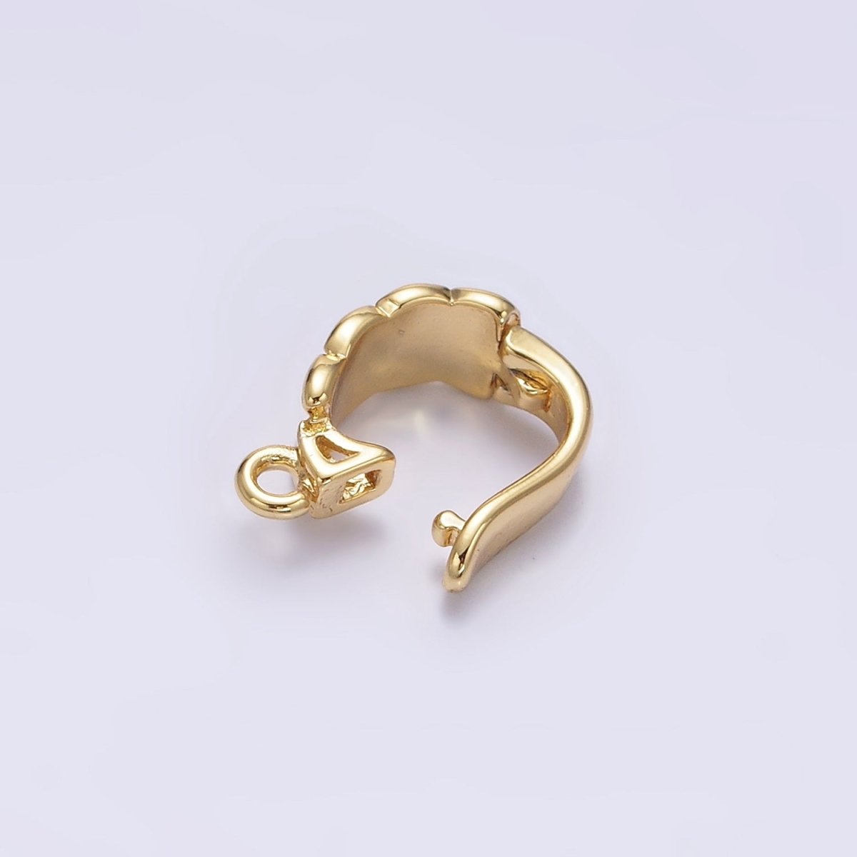 14K Gold Filled Quilted Open Loop Interchangeable Charm Holder Jewelry Supply in Gold &amp; Silver | Z-927 Z-928