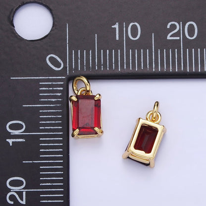 14K Gold Filled Red CZ Baguette Birthstone Add-On Charm | C446