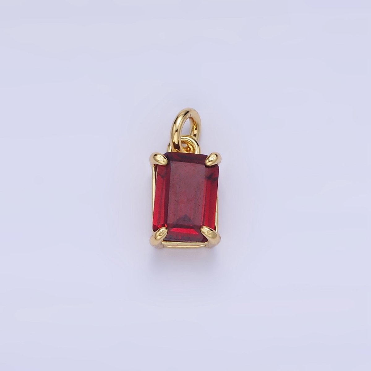 14K Gold Filled Red CZ Baguette Birthstone Add-On Charm | C446