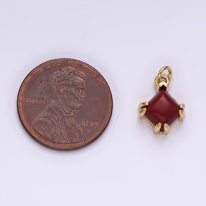 14K Gold Filled Red Carnelian Framed Rhombus Mini Charm | AC790