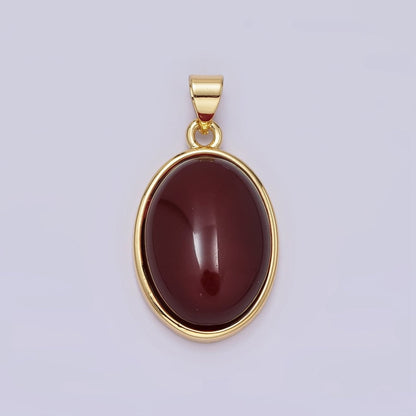 14K Gold Filled Red Carnelian, Labradorite, Amethyst Cabochon Oval Minimalist Pendant | AA-683 AA-684