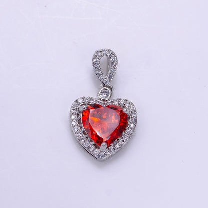 14K Gold Filled Red, Orange, Purple, Blue, Green, Pink, Black Heart Micro Paved CZ Pendant in Gold &amp; Silver | AA1258 - AA1264