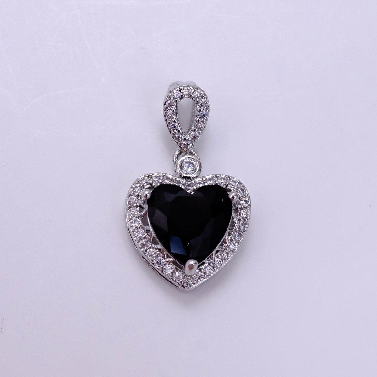 14K Gold Filled Red, Orange, Purple, Blue, Green, Pink, Black Heart Micro Paved CZ Pendant in Gold &amp; Silver | AA1258 - AA1264