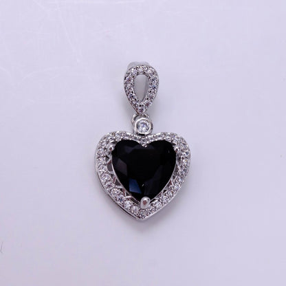 14K Gold Filled Red, Orange, Purple, Blue, Green, Pink, Black Heart Micro Paved CZ Pendant in Gold &amp; Silver | AA1258 - AA1264