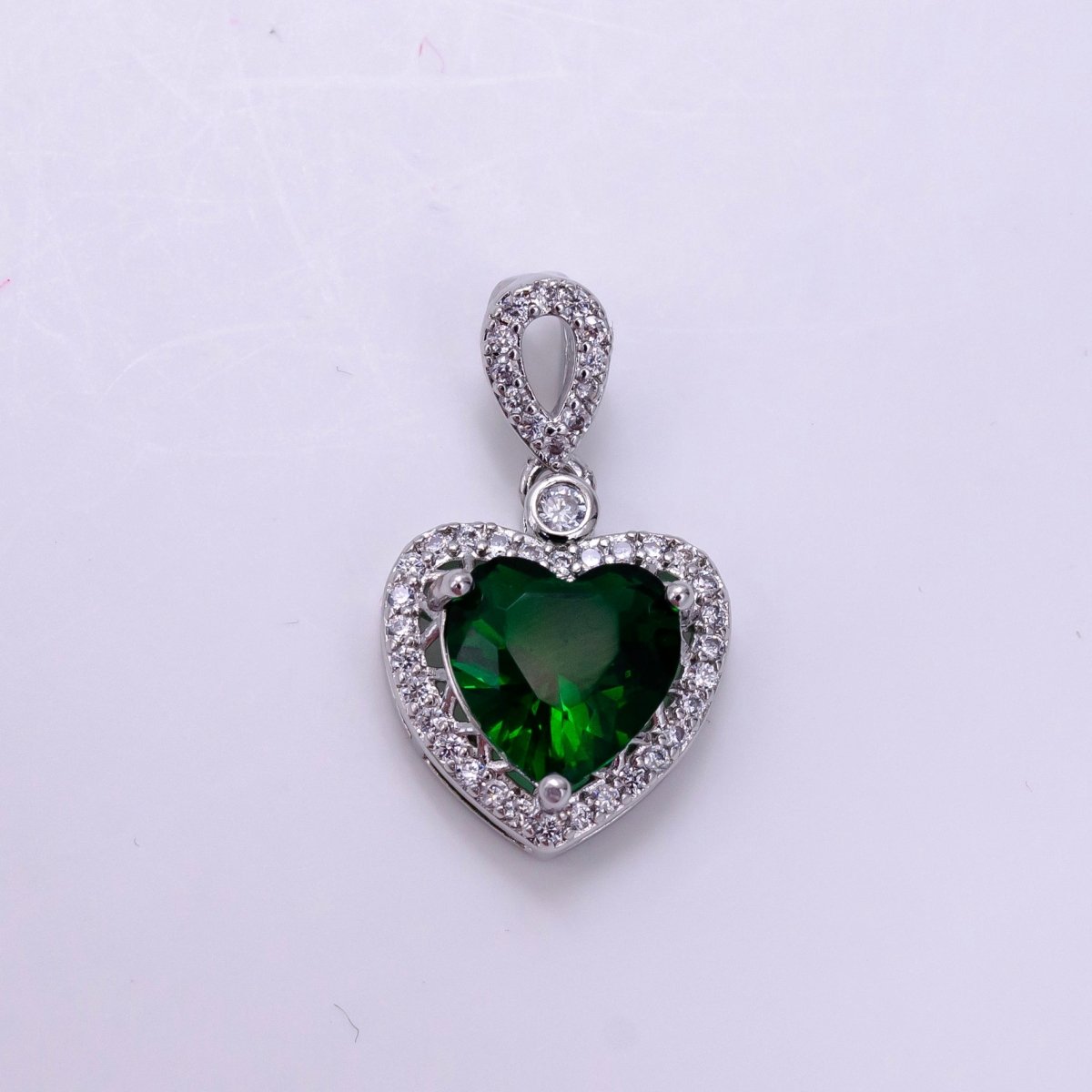 14K Gold Filled Red, Orange, Purple, Blue, Green, Pink, Black Heart Micro Paved CZ Pendant in Gold &amp; Silver | AA1258 - AA1264