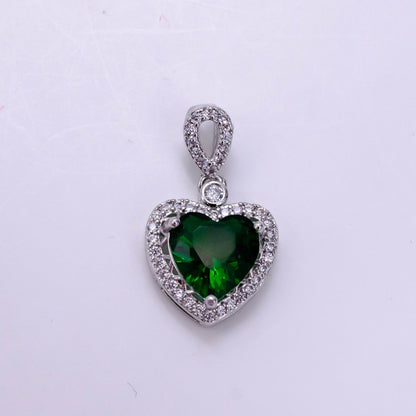 14K Gold Filled Red, Orange, Purple, Blue, Green, Pink, Black Heart Micro Paved CZ Pendant in Gold &amp; Silver | AA1258 - AA1264