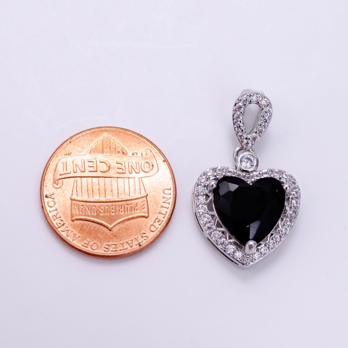 14K Gold Filled Red, Orange, Purple, Blue, Green, Pink, Black Heart Micro Paved CZ Pendant in Gold &amp; Silver | AA1258 - AA1264