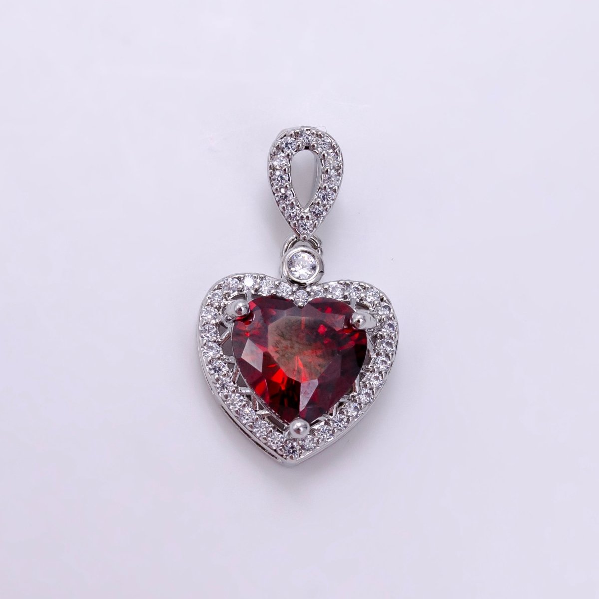 14K Gold Filled Red, Orange, Purple, Blue, Green, Pink, Black Heart Micro Paved CZ Pendant in Gold &amp; Silver | AA1258 - AA1264