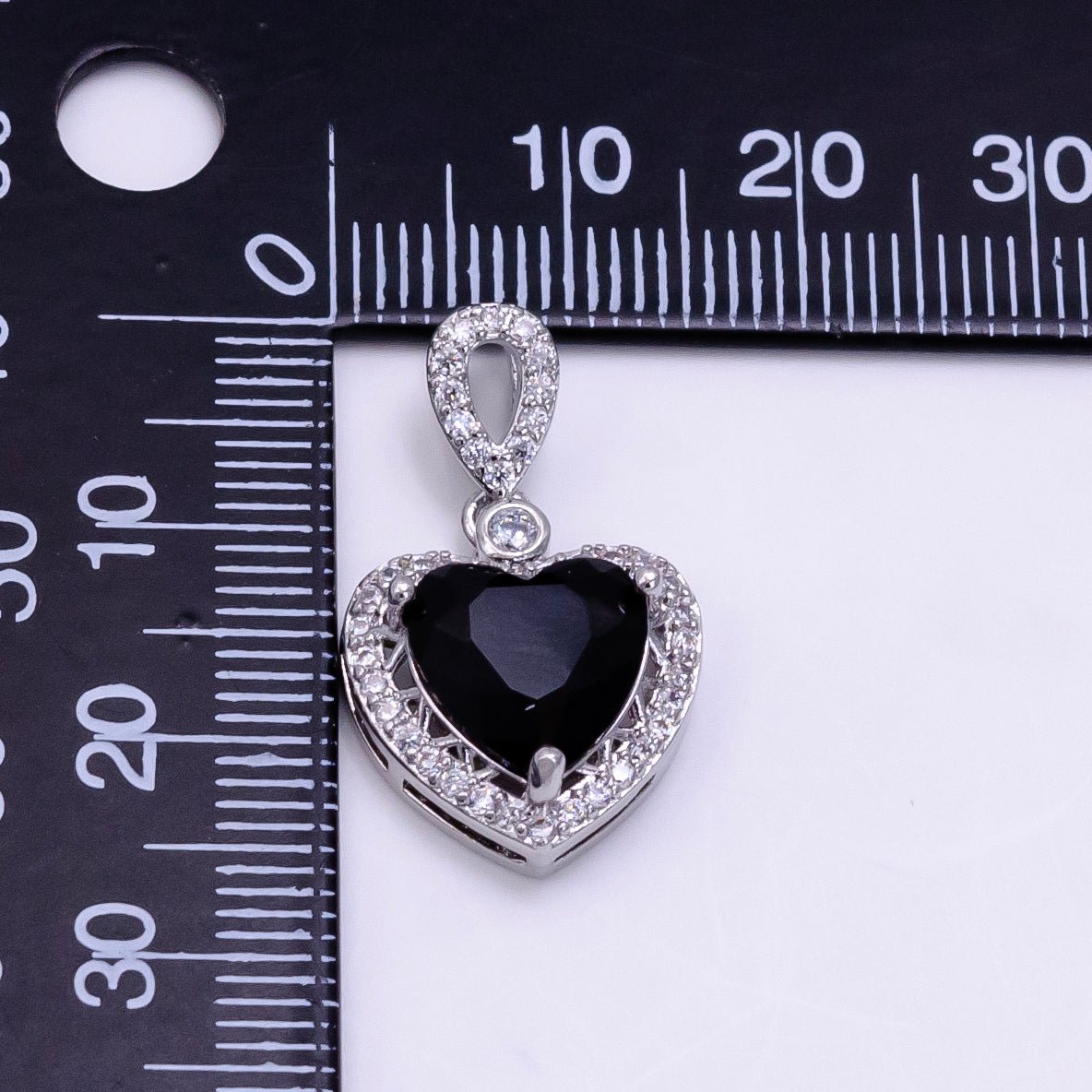14K Gold Filled Red, Orange, Purple, Blue, Green, Pink, Black Heart Micro Paved CZ Pendant in Gold &amp; Silver | AA1258 - AA1264