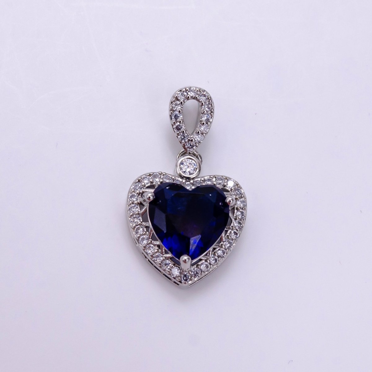 14K Gold Filled Red, Orange, Purple, Blue, Green, Pink, Black Heart Micro Paved CZ Pendant in Gold &amp; Silver | AA1258 - AA1264