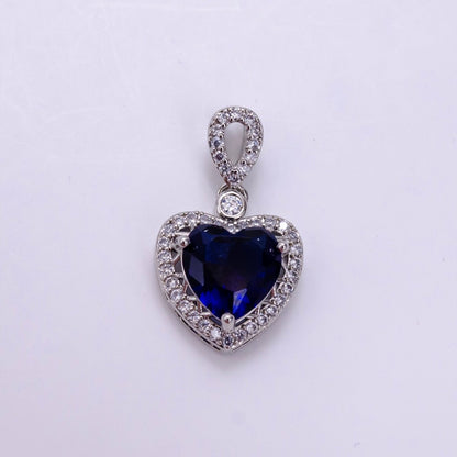 14K Gold Filled Red, Orange, Purple, Blue, Green, Pink, Black Heart Micro Paved CZ Pendant in Gold &amp; Silver | AA1258 - AA1264