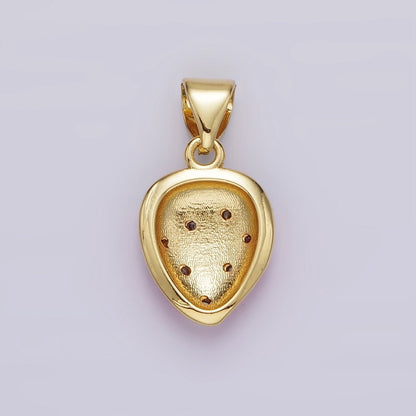 14K Gold Filled Red Strawberry Fruit CZ Enamel Pendant | AH079