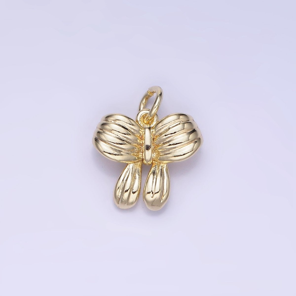 14K Gold Filled Ribbon Bow Lined Minimalist Mini Charm | AG668
