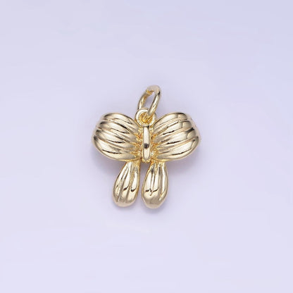 14K Gold Filled Ribbon Bow Lined Minimalist Mini Charm | AG668