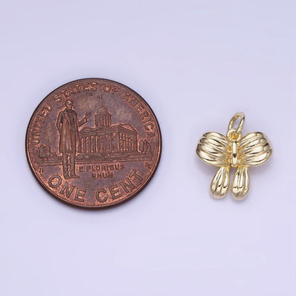 14K Gold Filled Ribbon Bow Lined Minimalist Mini Charm | AG668