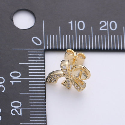 14K Gold Filled Ribbon Ear Posts Pearl Post Earring Mountings with open ring Earring Backs Included, Earring components K-414