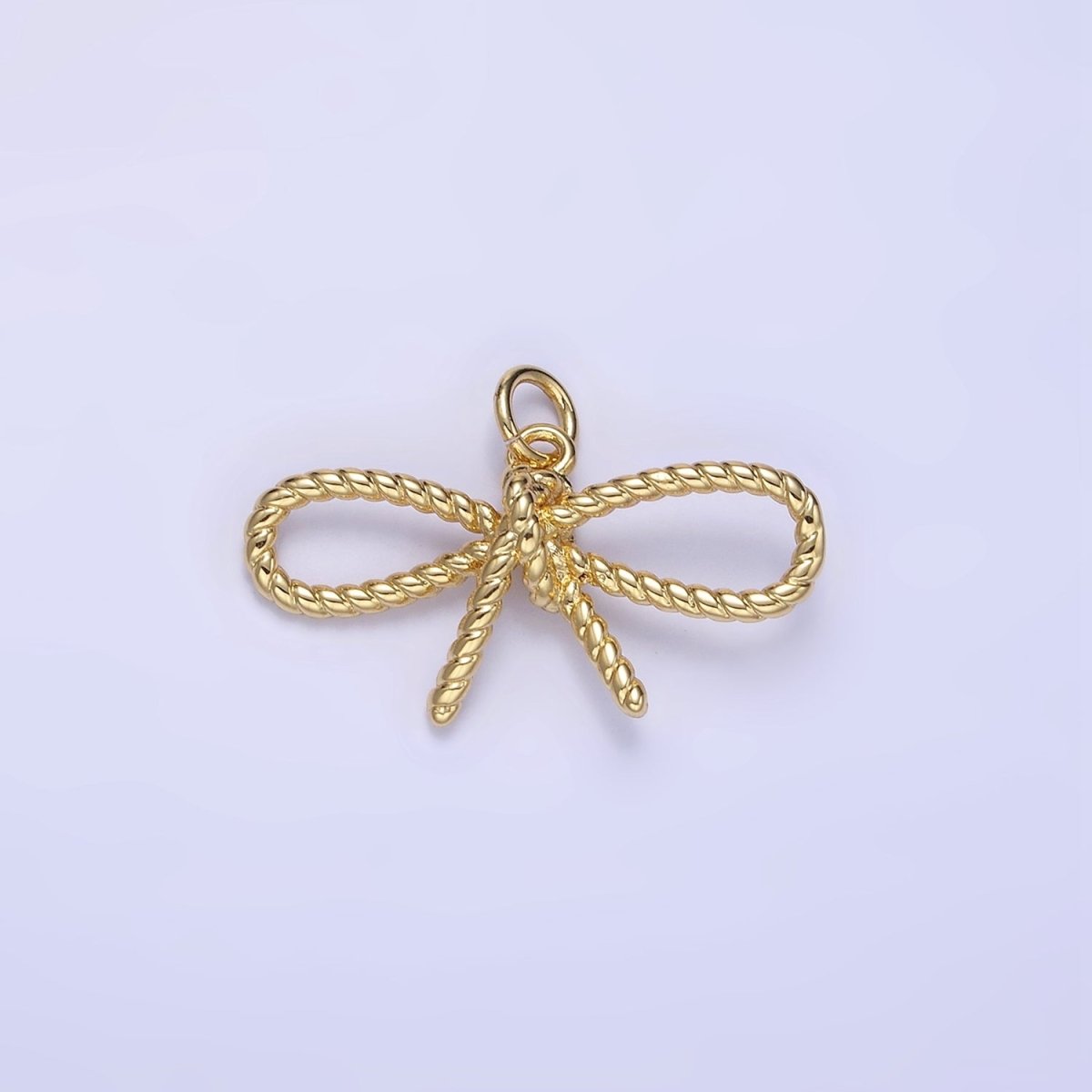14K Gold Filled Rope Ribbon Bow Charm in Gold &amp; Silver | C481