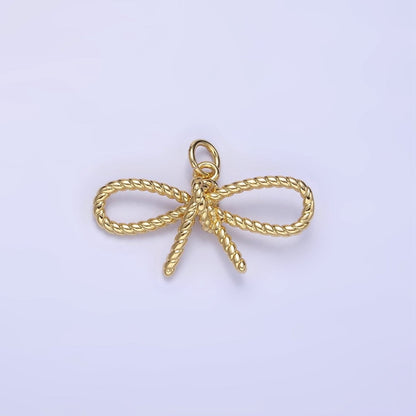 14K Gold Filled Rope Ribbon Bow Charm in Gold &amp; Silver | C481