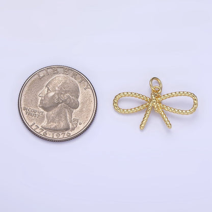 14K Gold Filled Rope Ribbon Bow Charm in Gold &amp; Silver | C481