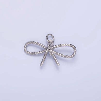 14K Gold Filled Rope Ribbon Bow Charm in Gold &amp; Silver | C481