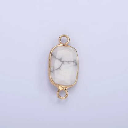 14K Gold Filled Rose Quartz, Clear Quartz, Howlite, Labradorite, Onyx, Amethyst Oval Bezel Connector | G-005 - G-010