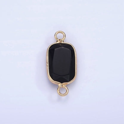 14K Gold Filled Rose Quartz, Clear Quartz, Howlite, Labradorite, Onyx, Amethyst Oval Bezel Connector | G-005 - G-010