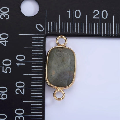 14K Gold Filled Rose Quartz, Clear Quartz, Howlite, Labradorite, Onyx, Amethyst Oval Bezel Connector | G-005 - G-010