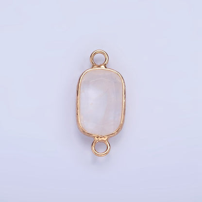 14K Gold Filled Rose Quartz, Clear Quartz, Howlite, Labradorite, Onyx, Amethyst Oval Bezel Connector | G-005 - G-010