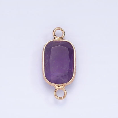 14K Gold Filled Rose Quartz, Clear Quartz, Howlite, Labradorite, Onyx, Amethyst Oval Bezel Connector | G-005 - G-010