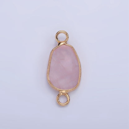 14K Gold Filled Rose Quartz, Pink Quartz, Amethyst Abstract Oval Bezel Connector | G-011 - G-013