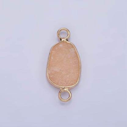14K Gold Filled Rose Quartz, Pink Quartz, Amethyst Abstract Oval Bezel Connector | G-011 - G-013