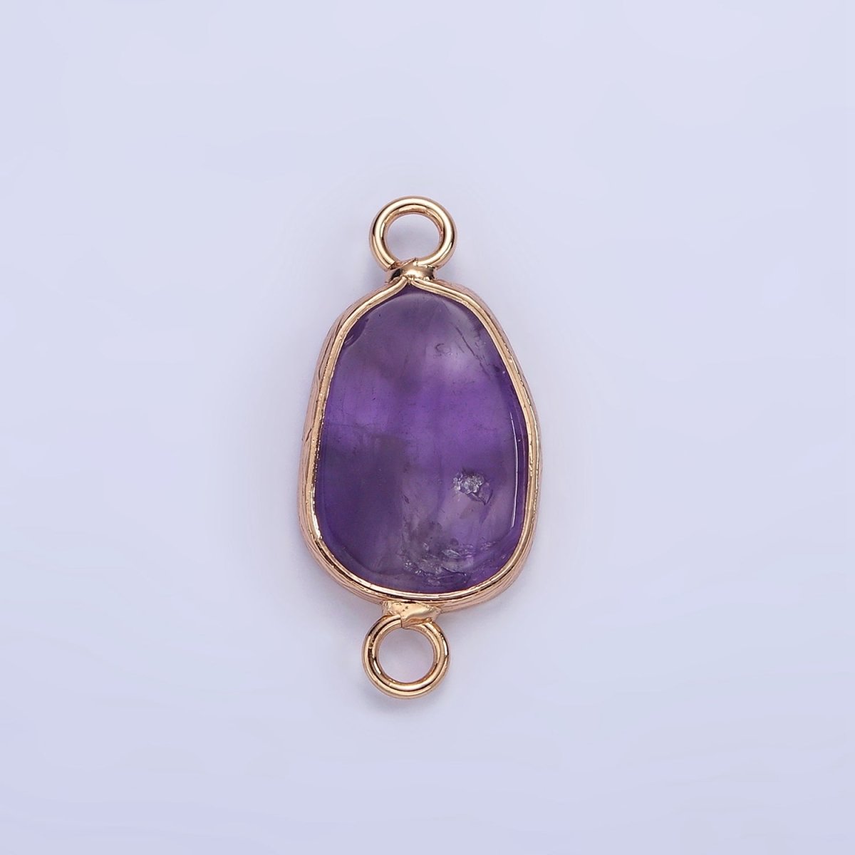 14K Gold Filled Rose Quartz, Pink Quartz, Amethyst Abstract Oval Bezel Connector | G-011 - G-013