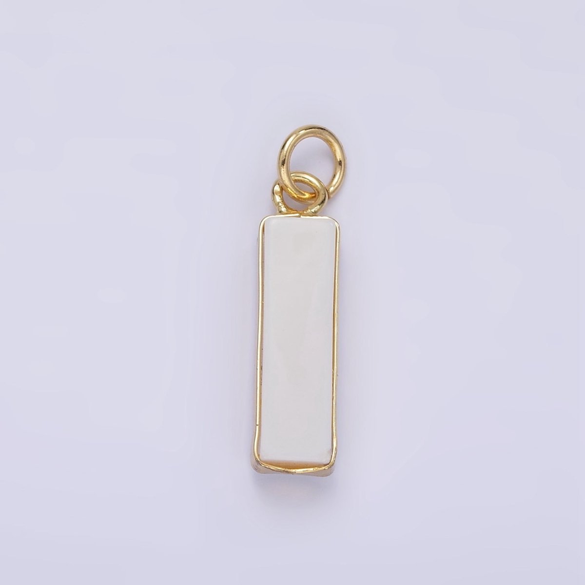 14K Gold Filled Rose Quartz, Turquoise, Shell Pearl Rectangular Tube Bezel Charm | D564