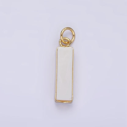 14K Gold Filled Rose Quartz, Turquoise, Shell Pearl Rectangular Tube Bezel Charm | D564