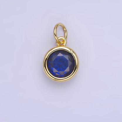 14K Gold Filled Round Birthstone CZ Bezel Add-On Charm | AG780 - AG787