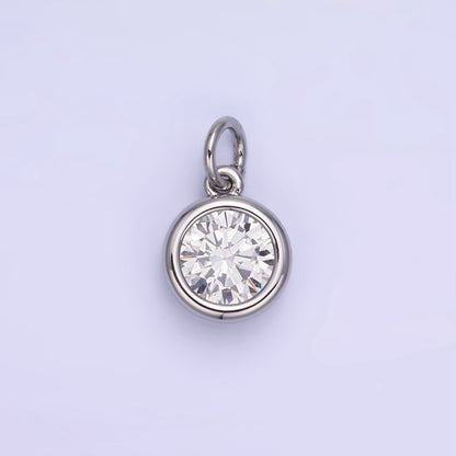 14K Gold Filled Round Birthstone CZ Bezel Add-On Charm | AG780 - AG787