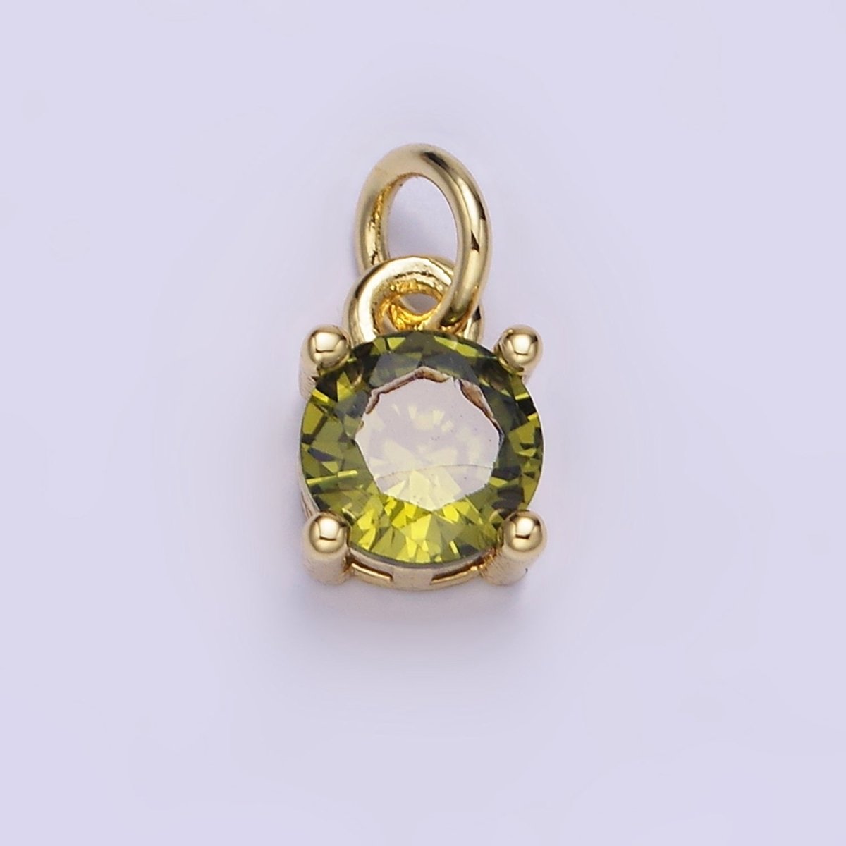 14K Gold Filled Round Birthstone CZ Solitaire Charm in Gold &amp; Silver | W509 - W520
