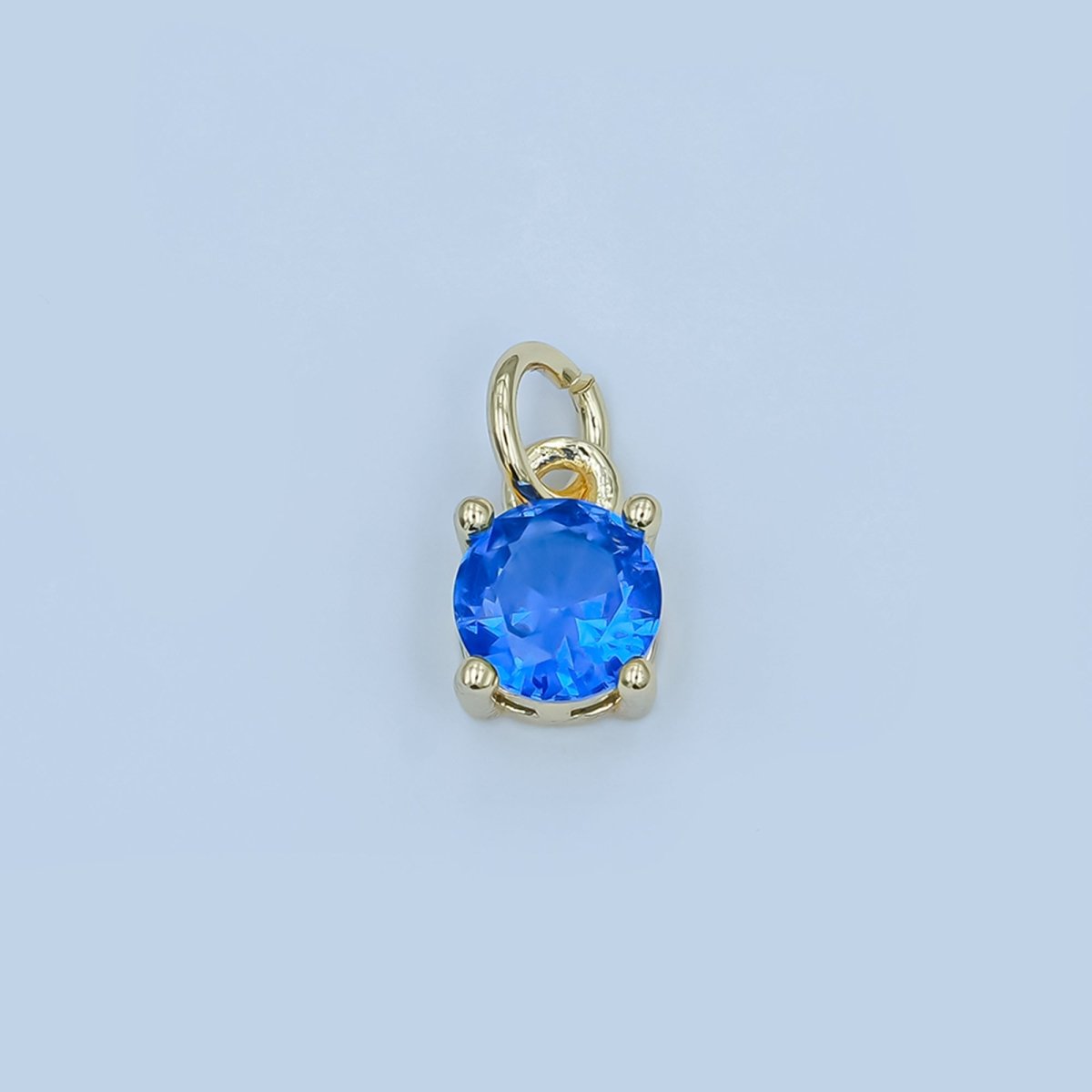 14K Gold Filled Round Birthstone CZ Solitaire Charm in Gold &amp; Silver | W509 - W520