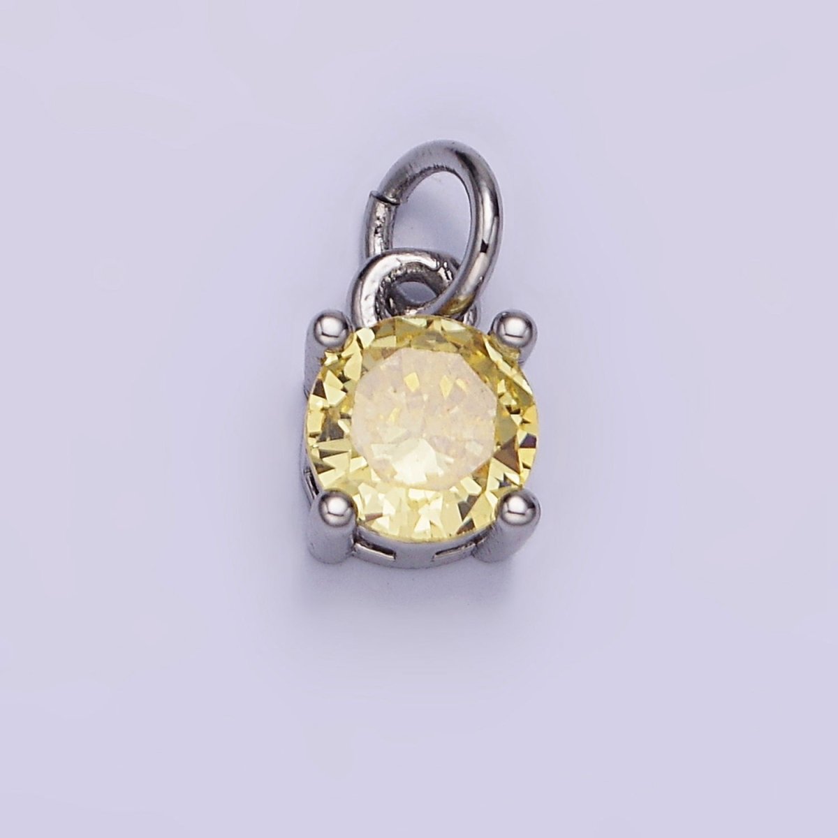 14K Gold Filled Round Birthstone CZ Solitaire Charm in Gold &amp; Silver | W509 - W520