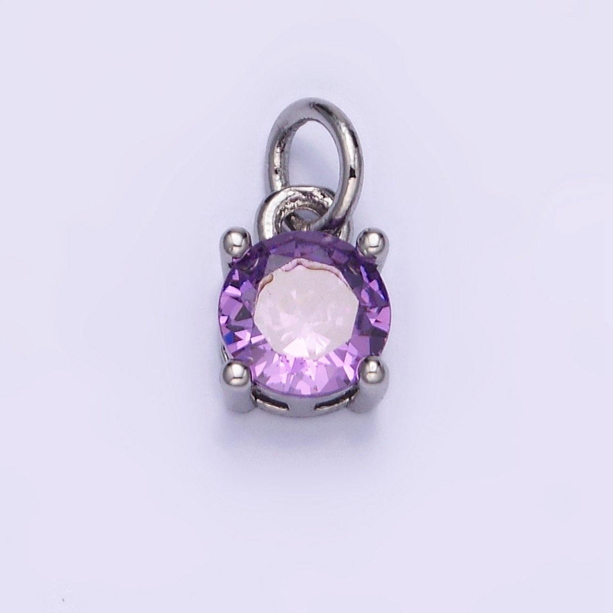 14K Gold Filled Round Birthstone CZ Solitaire Charm in Gold &amp; Silver | W509 - W520