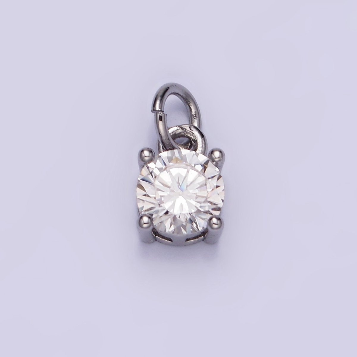 14K Gold Filled Round Birthstone CZ Solitaire Charm in Gold &amp; Silver | W509 - W520