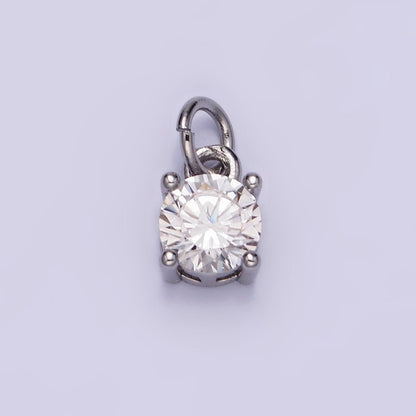 14K Gold Filled Round Birthstone CZ Solitaire Charm in Gold &amp; Silver | W509 - W520