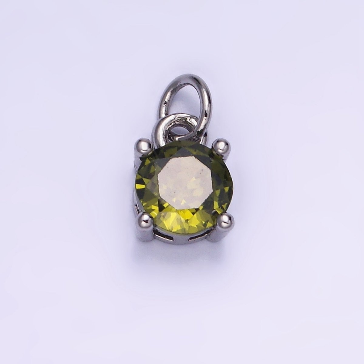14K Gold Filled Round Birthstone CZ Solitaire Charm in Gold &amp; Silver | W509 - W520