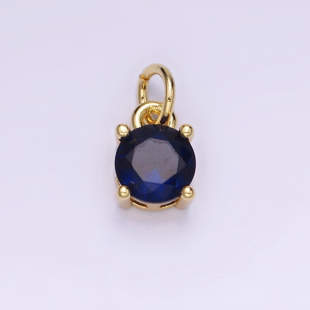 14K Gold Filled Round Birthstone CZ Solitaire Charm in Gold &amp; Silver | W509 - W520