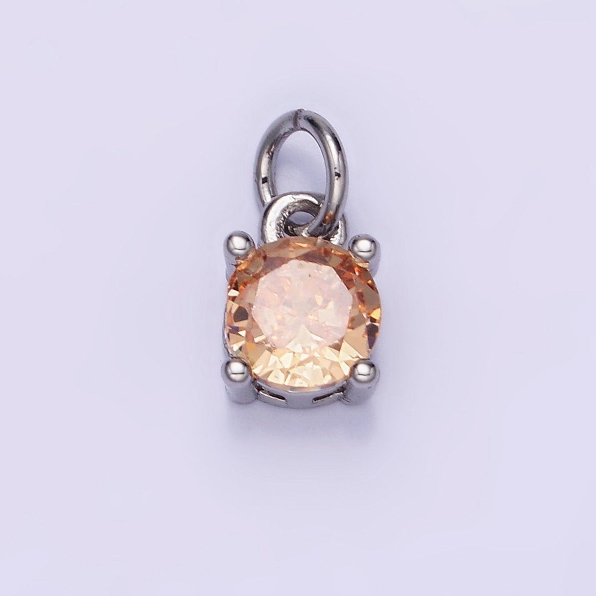 14K Gold Filled Round Birthstone CZ Solitaire Charm in Gold &amp; Silver | W509 - W520