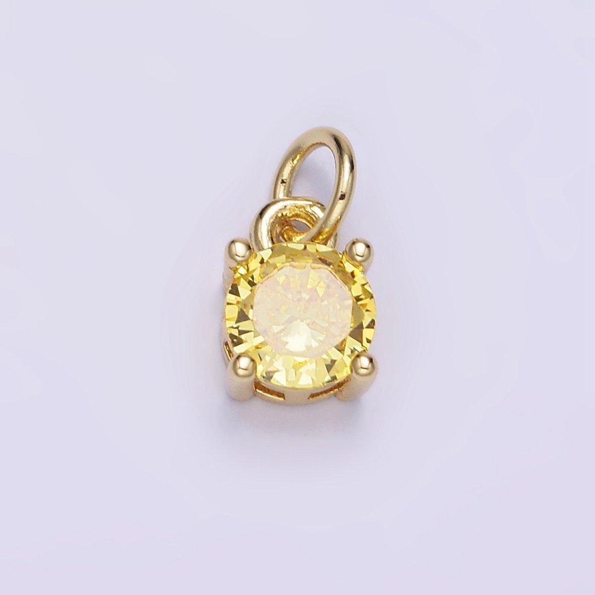 14K Gold Filled Round Birthstone CZ Solitaire Charm in Gold &amp; Silver | W509 - W520