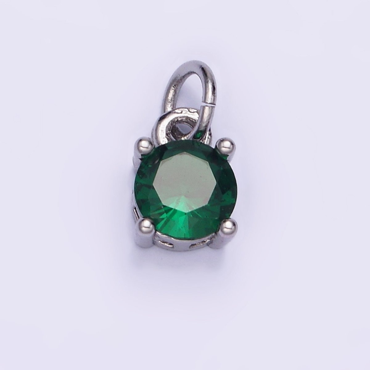 14K Gold Filled Round Birthstone CZ Solitaire Charm in Gold &amp; Silver | W509 - W520