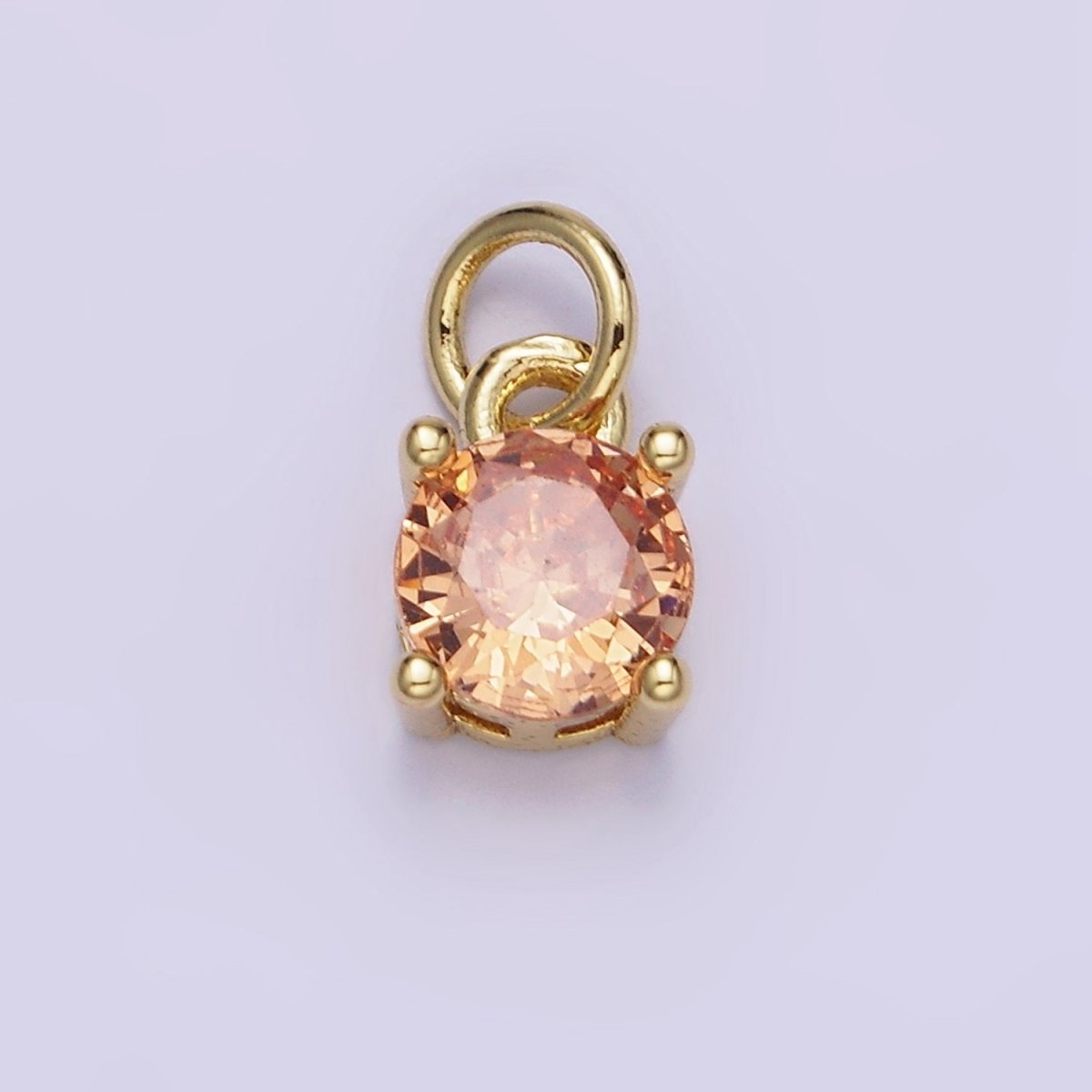 14K Gold Filled Round Birthstone CZ Solitaire Charm in Gold &amp; Silver | W509 - W520