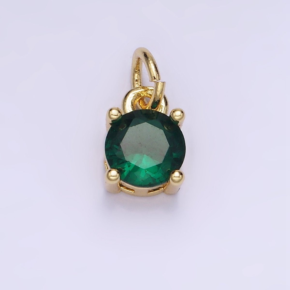 14K Gold Filled Round Birthstone CZ Solitaire Charm in Gold &amp; Silver | W509 - W520