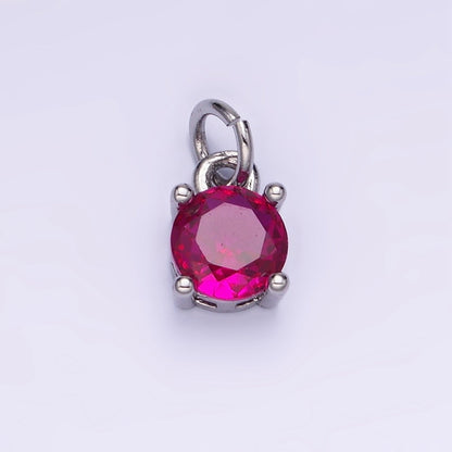 14K Gold Filled Round Birthstone CZ Solitaire Charm in Gold &amp; Silver | W509 - W520
